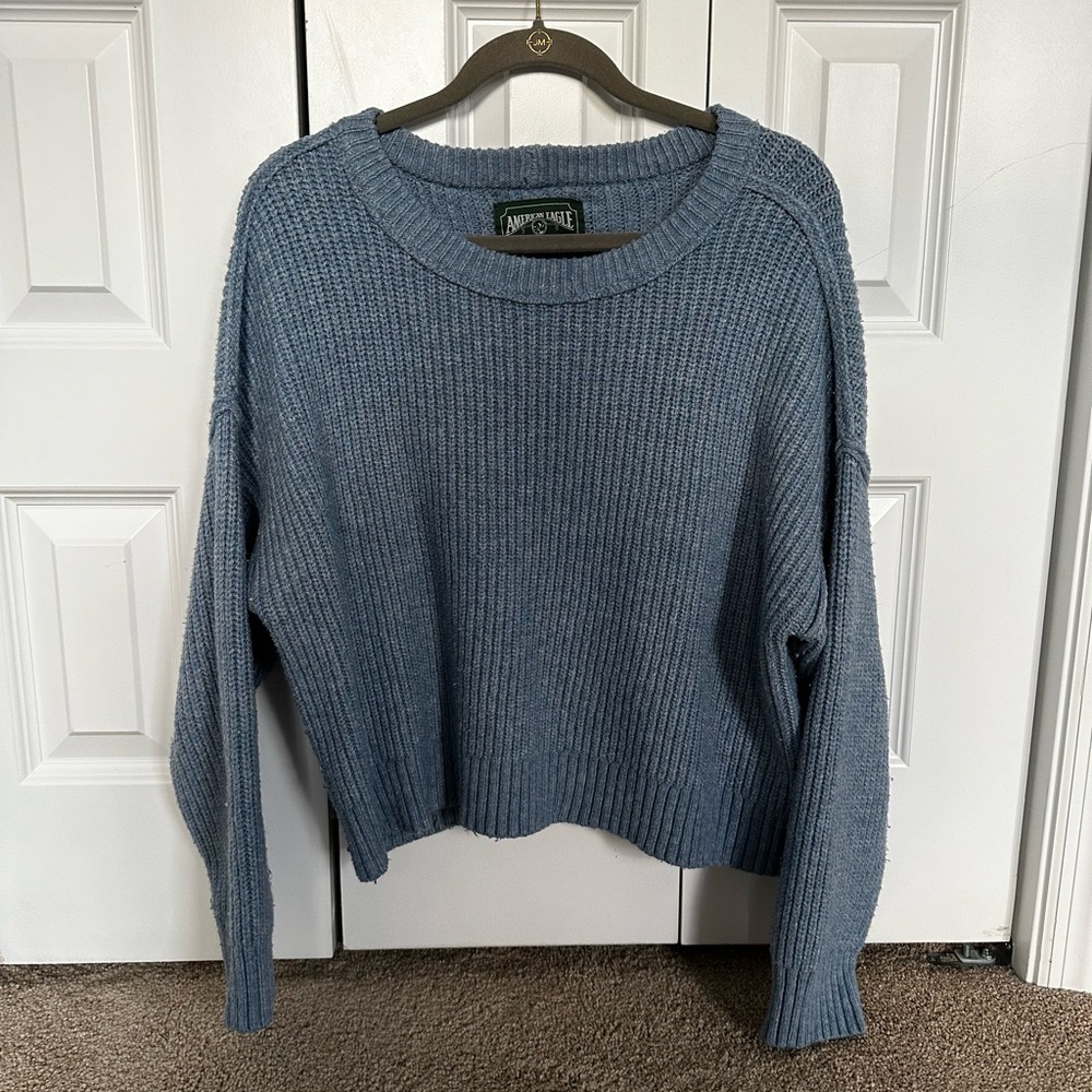 American Eagle Women's Ribbed Monaco Blue Sweater Size XL